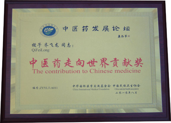 Great Master Qi was awarded the medal of Contribution to Chinese